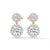 Twilight Bloom Double Halo Lab Grown Round Diamond Gold Drop Earrings