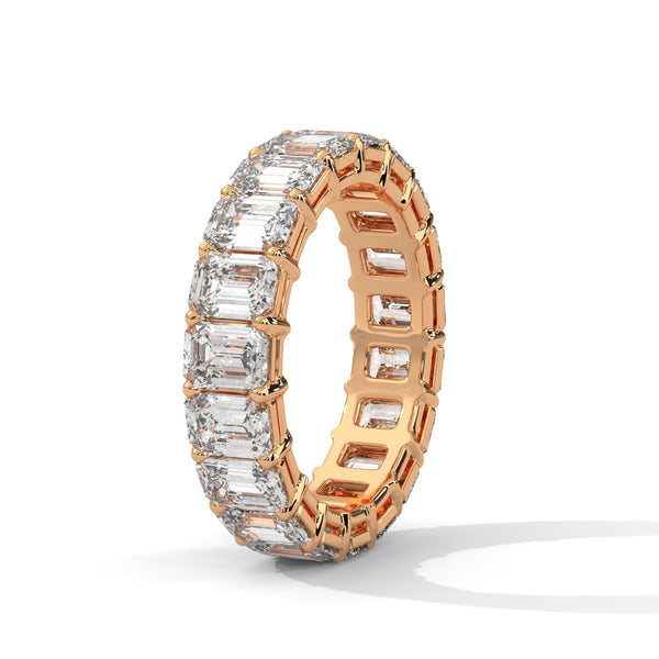 Lab Grown Emerald Cut Diamond Gold Eternity Band