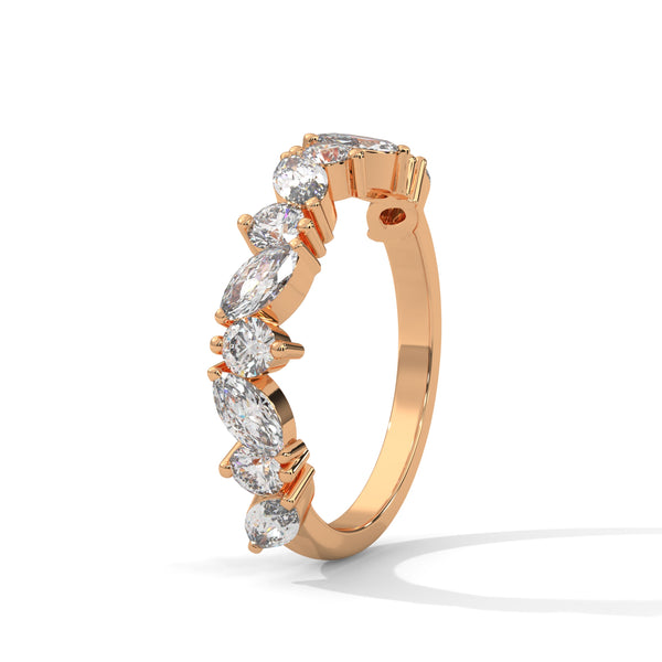 Radiant Harmony: Marquise & Round Lab Grown Diamond Gold Ring