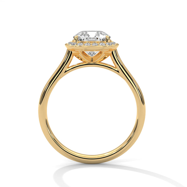 “Discover timeless elegance with this cushion-halodiamond ring in yellow gold, crafted for brilliance, luxury, and unforgettable engagement moments.”