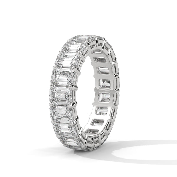 Lab Grown Emerald Cut Diamond Gold Eternity Band