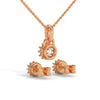 A mesmerizing rose gold jewelry set featuring dazzling round-cut diamonds framed in floral-inspired prongs, perfect for elevating any occasion with timeless sparkle.