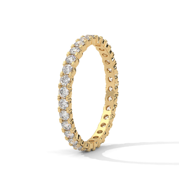 wedding gold ring with set diamond encircle the entire ring