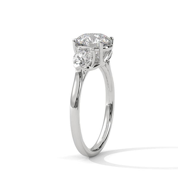 Pear Shaped Three-Stone Lab Grown Diamond Gold Ring