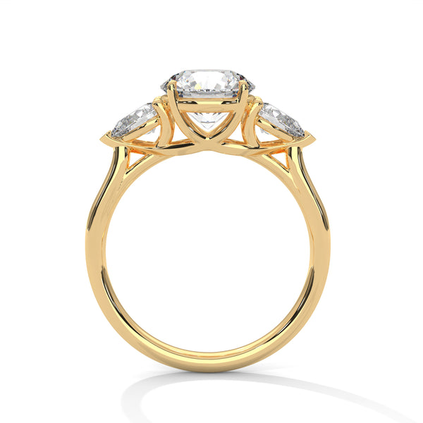Pear Shaped Three-Stone Lab Grown Diamond Gold Ring