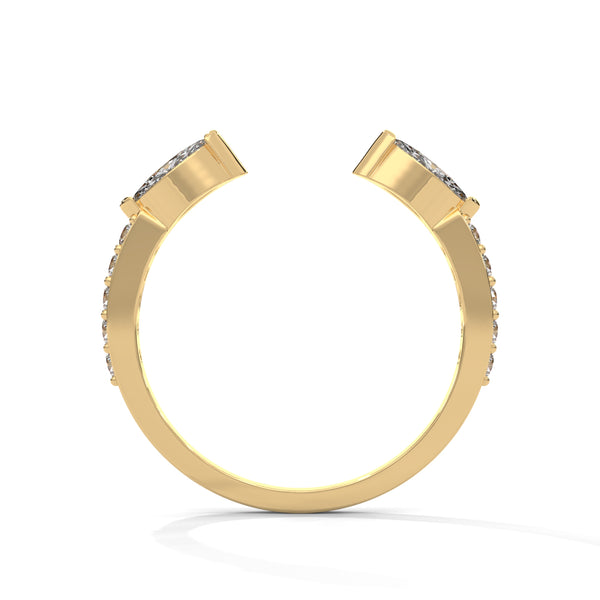 marquise-cut and brilliant round cut lab grown diamond open band silhouette