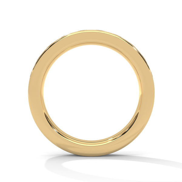 series of brilliant round-cut lab-grown diamonds gold band for wedding