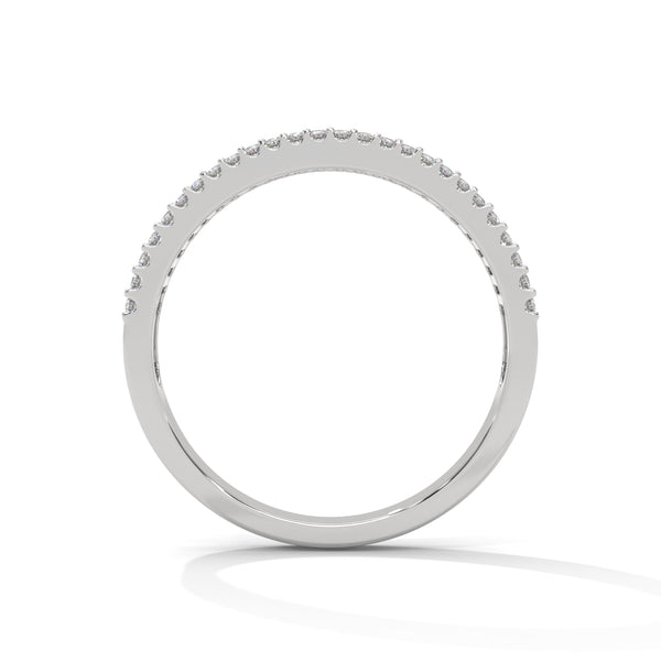 baguette-cut and round cut lab grown Diamond Double Halo Gold Band