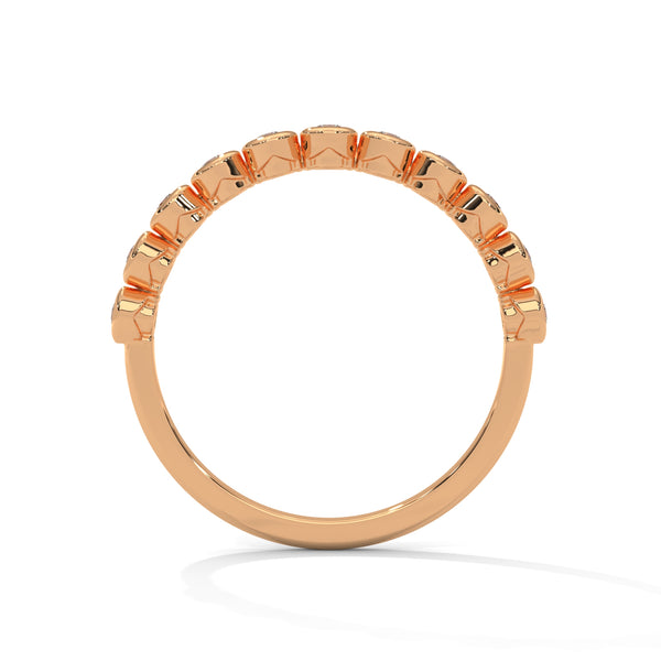 Radiant Circles: Lab Grown Diamond Bezel Set Gold Ring