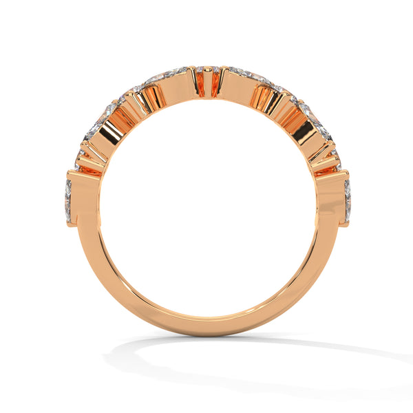 Half eternity wedding band with Marquise and Round cut lab grown Diamond for