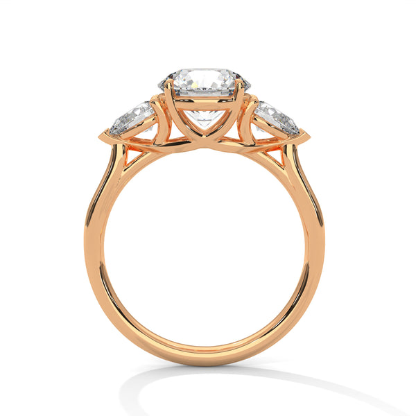 Pear Shaped Three-Stone Lab Grown Diamond Gold Ring