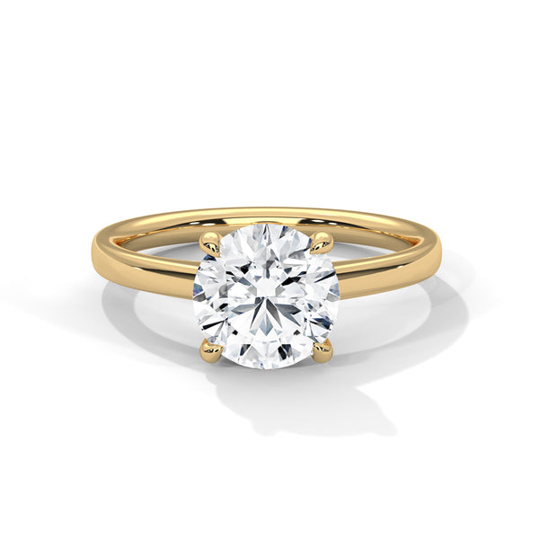 Classic Round Cut Lab Grown Diamond Gold Solitaire Ring