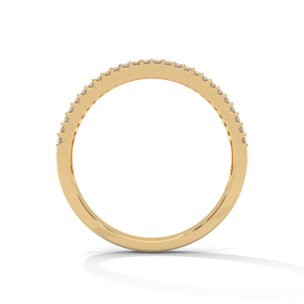 baguette-cut and round cut lab grown Diamond Double Halo Gold Band