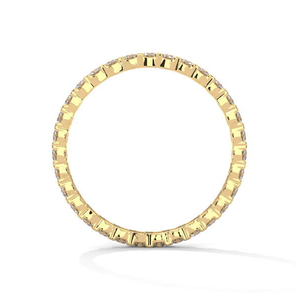 wedding gold ring with set diamond encircle the entire ring
