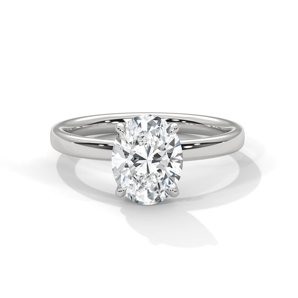 Elegant Oval Solitaire Lab Grown Diamond Gold Ring