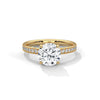 Four-Prong Cathedral Set Round Pave Lab Grown Diamond Gold Ring