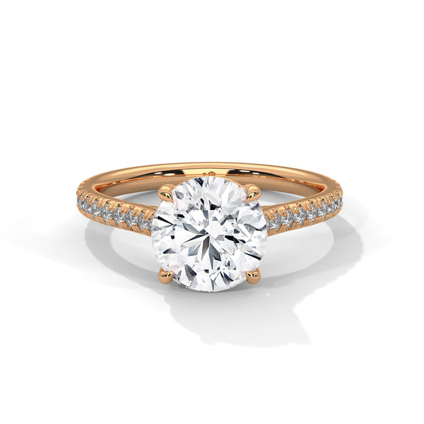 Classic Pave Engagement Ring with Round Cut Lab Grown Diamond