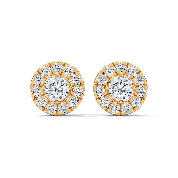 Celestial Halo Lab Grown Diamond Gold Stud Earrings