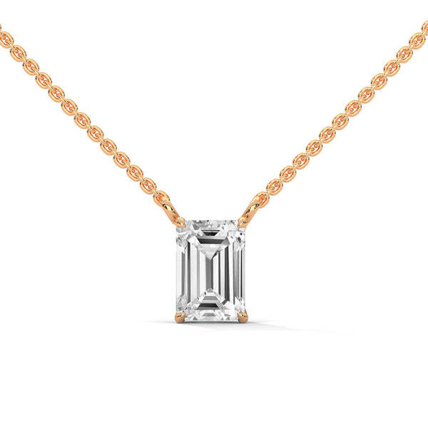 Radiant cut Lab Grown Diamond Gold Pendant Chain