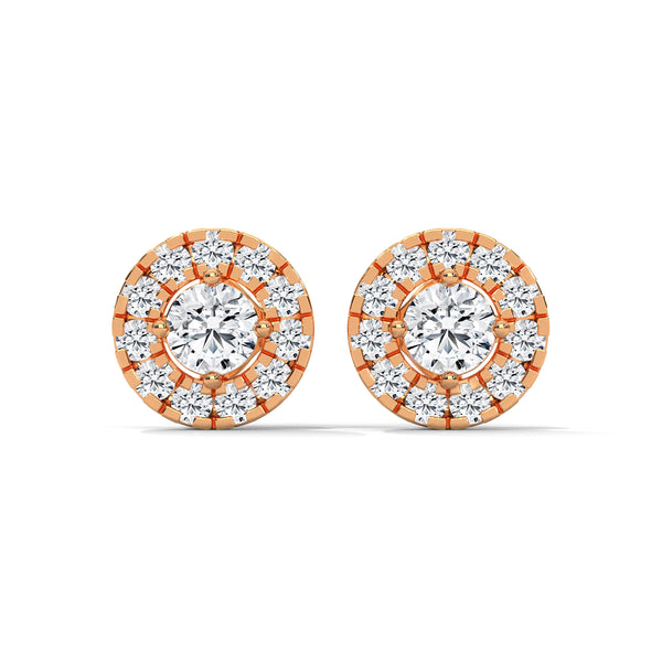 Celestial Halo Lab Grown Diamond Gold Stud Earrings