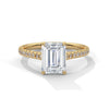 Emerald Cut Lab Grown Diamond Gold Ring Sleek Pave Band Engagement Ring