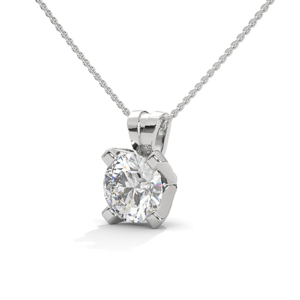 Round Lab Grown Diamond Gold Pendant Chain with Round Cut Lab Grown Diamond