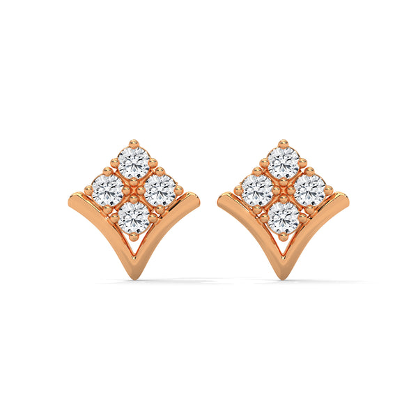 Radiant Charm Lab Grown Diamond V-Shape Gold Stud Earrings
