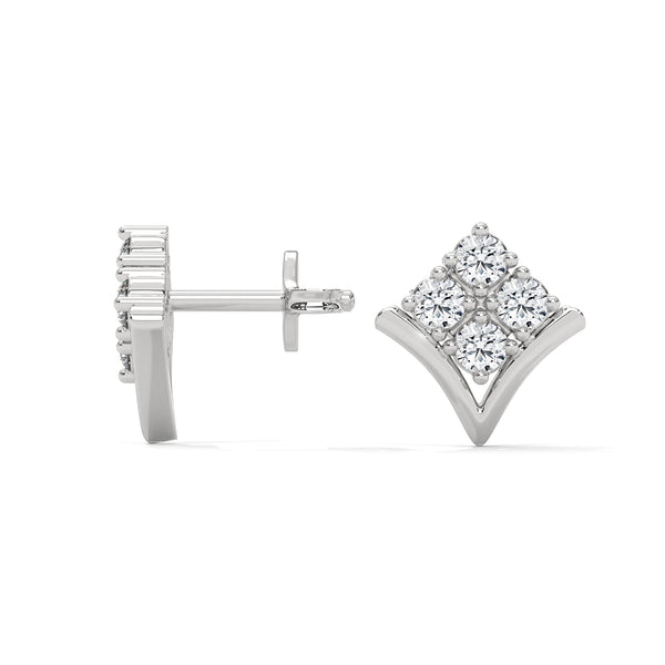 Radiant Charm Lab Grown Diamond V-Shape Gold Stud Earrings