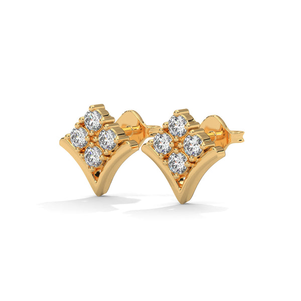 Radiant Charm Lab Grown Diamond V-Shape Gold Stud Earrings