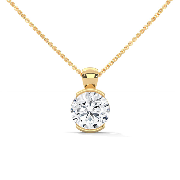 Lab Grown Diamond Half-Bezel Gold Pendant Chain