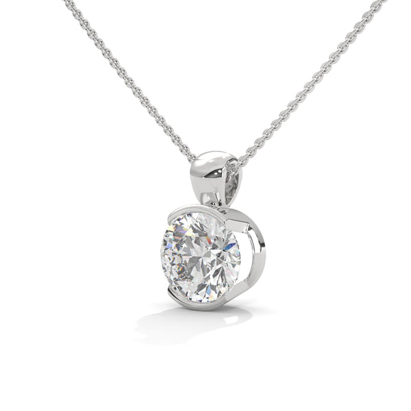 Lab Grown Diamond Half-Bezel Gold Pendant Chain
