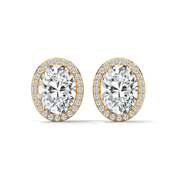 Oval Halo Elegance Lab Grown Diamond Gold Stud Earrings
