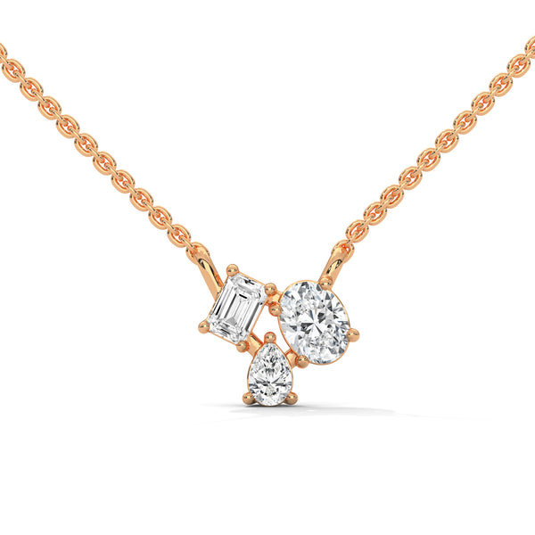Trio Brilliance Lab Grown Diamond Gold Pendant Chain