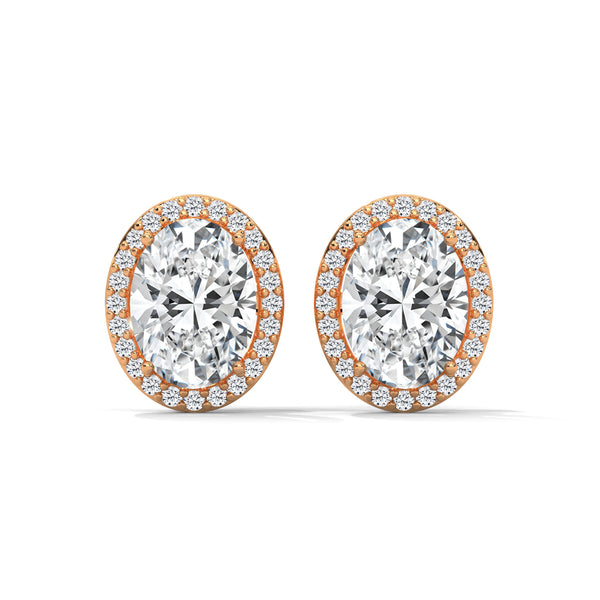 Oval Halo Elegance Lab Grown Diamond Gold Stud Earrings