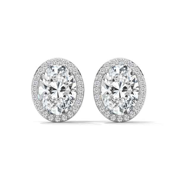 Oval Halo Elegance Lab Grown Diamond Gold Stud Earrings