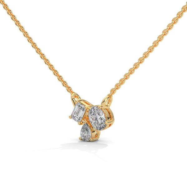Trio Brilliance Lab Grown Diamond Gold Pendant Chain
