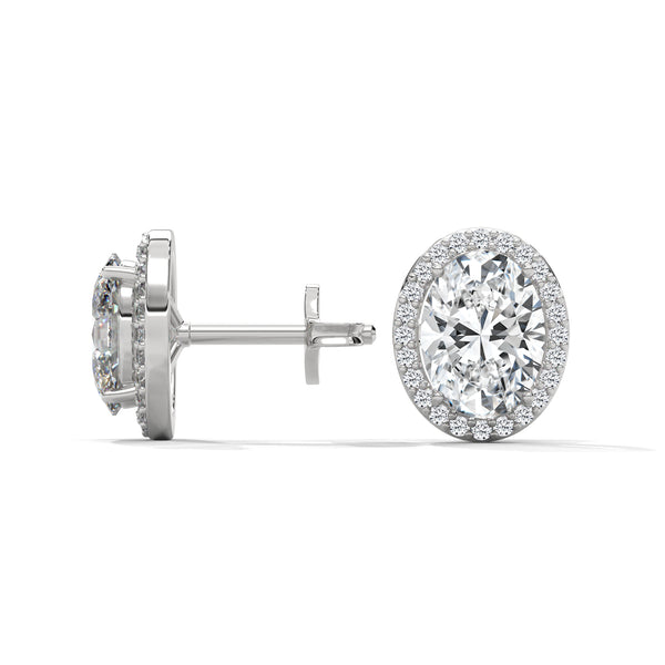 Oval Halo Elegance Lab Grown Diamond Gold Stud Earrings