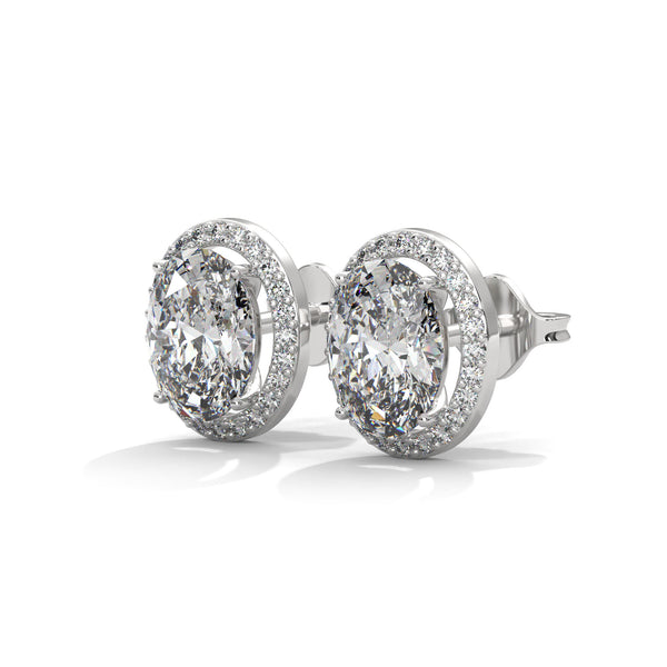 Oval Halo Elegance Lab Grown Diamond Gold Stud Earrings
