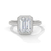 Emerald Cut Lab Grown Diamond Halo Gold Ring