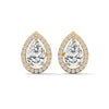 Teardrop Halo Grace: Lab Grown Diamond Gold Stud Earrings"