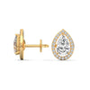 Teardrop Halo Grace: Lab Grown Diamond Gold Stud Earrings"