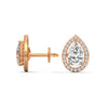 Teardrop Halo Grace: Lab Grown Diamond Gold Stud Earrings"