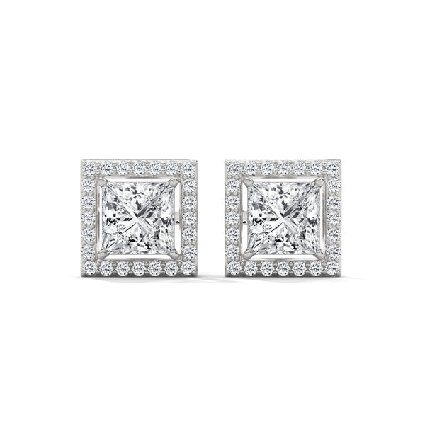 Majesty Princess-Cut Halo Lab Grown Diamond Gold Earrings