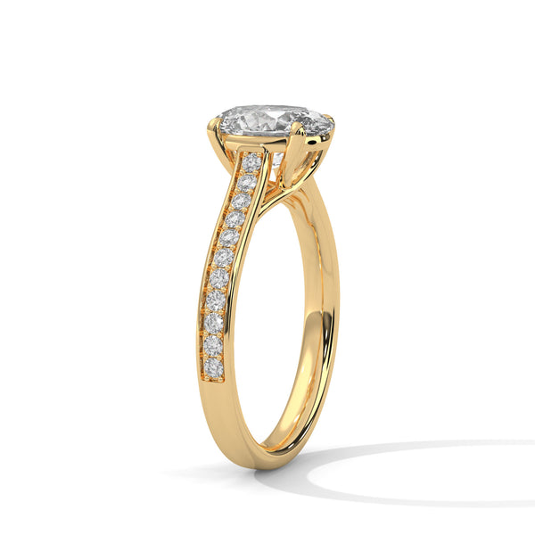 Oval Cut Double Row Pave Engagement Ring