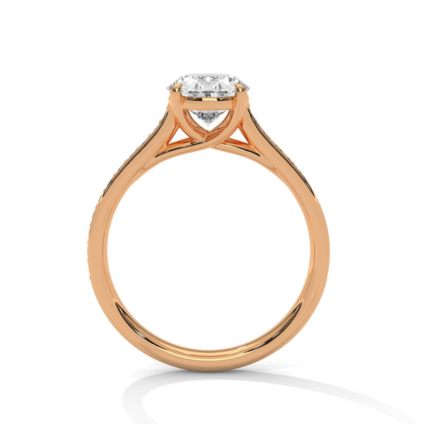 Oval Cut Double Row Pave Engagement Ring
