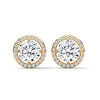 Celestial Glow Round Halo Lab Grown Diamond Gold Earrings