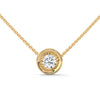 Textured Inner Design round cut Lab Grown Diamond Gold Pendant Chain