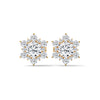 Floral Cluster Lab Grown Round Diamond Gold Earrings