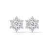 Floral Cluster Lab Grown Round Diamond Gold Earrings