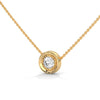 Textured Inner Design round cut Lab Grown Diamond Gold Pendant Chain